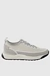 Santoni Gray leather sneakers for men - logo, contrast sole. 100% leather. lacing. Country of manufacture: Italy. Care: specialized cleaning - photo 1