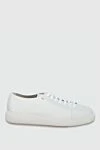 Santoni White leather sneakers for men - logo. 100% leather. lacing. Country of manufacture: Italy. Care: specialized cleaning - photo 1