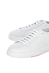 Santoni White leather sneakers for men - logo. 100% leather. lacing. Country of manufacture: Italy. Care: specialized cleaning - photo 5