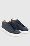 Santoni Blue leather sneakers for men - logo. 100% leather. lacing. Country of manufacture: Italy. Care: specialized cleaning - photo 3