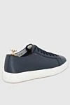 Blue leather sneakers for men Santoni - logo. 100% leather. lacing. Country of manufacture: Italy. Care: specialized cleaning - photo 4