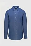 Loro Piana Blue cotton shirt for men - chest pocket. 100% cotton. Closure: buttons. Country of manufacture: Italy. Care: specialized cleaning - photo 1