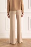 Cashmere beige pants for women Loro Piana - free cut, slits on the legs. 100% cashmere. elastic belt. Country of origin: Italy. Care: specialized cleaning - photo 4