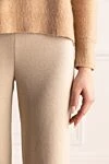 Loro Piana Cashmere beige pants for women - free cut, slits on the legs. 100% cashmere. elastic belt. Country of origin: Italy. Care: specialized cleaning - photo 5