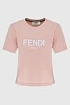 Fendi Футболка из хлопка бежевая женская - логотип. 100% хлопок. Страна производитель: Италия. Уход: специализированная чистка - фото 1