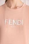 Fendi Футболка из хлопка бежевая женская - логотип. 100% хлопок. Страна производитель: Италия. Уход: специализированная чистка - фото 5