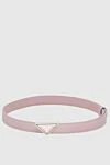 Prada Pink leather belt for women - Decoration: buckle with logo. 100% genuine leather. buckle. Country of manufacture: Italy. Care: specialized cleaning - photo 1