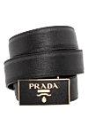 Prada Black leather belt for women - Decoration: gold-plated buckle with logo. 100% genuine leather. buckle. Country of manufacture: Italy. Care: specialized cleaning - photo 1