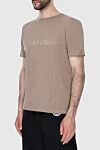 Saint Laurent Beige cotton T-shirt for men - brand logo. 100% cotton. Country of manufacture: Italy. Care: specialized cleaning - photo 3