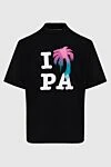 Palm Angels Black cotton T-shirt for men - picture print 100% cotton. Country of manufacture: Italy. Care: specialized cleaning - photo 1