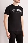 Valentino Black cotton T-shirt for men - logo print. 100% cotton. Country of manufacture: Italy. Care: specialized cleaning - photo 3