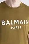 Balmain Ерлерге арналған мақтадан жасалған қоңыр түсті футболка - логотипті басып шығару. Құрамы: 100% мақта. Шығарылған елі: Франция. Күтім: арнайы тазалау - фото 5