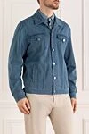 Scissor Scriptor Blue denim jacket for men - worn effect. four pockets. 33% modal, 33% polyester (PL), 25% cotton, 9% polyurethane. buttons. Country of manufacture: Italy. Care: specialized cleaning - photo 3