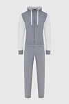 Cesare di Napoli Gray men's cotton sports suit - Decor: Contrast trim. Additionally: Hood. Composition: 100% cotton. Closure: Drawstring, zipper. Pockets: Four side pockets. Country of origin: Italy. Care: specialized cleaning - photo 1