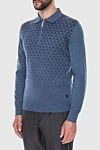 Massimo Sforza Wool long sleeve polo blue for men - Geometric pattern. Long sleeve. 100% wool. Closure: Zipper. Country of manufacture: Italy. Care: specialized cleaning - photo 3