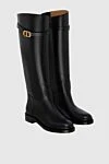 Dior High black women's boots with CD strap - Logo. 100% Genuine Leather. Heel height: 8 cm. Country of origin: France. Care: specialized cleaning - photo 3