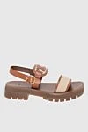 Celine Sandals brown women's with logo - Leather logo patch, logo embossing on the sole. 70% genuine leather, 30% textile. Buckle. Insole: Leather. Country of origin: Italy. Care: specialized cleaning - photo 1