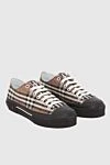 Burberry Brown cotton sneakers for men - logo, checkered print. cotton. lacing. Country of manufacture: Italy. Care: specialized cleaning - photo 3