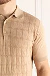 Cesare di Napoli Cotton and silk polo beige for men - Contrasting pattern. 50% cotton, 50% silk. Buttons. Country of manufacture: Italy. Care: specialized cleaning - photo 5