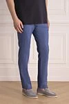 Cesare di Napoli Men's blue trousers - 52% linen, 46% wool, 2% elastane. Country of manufacture: Italy. Care: specialized cleaning - photo 3