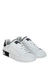 Dolce & Gabbana White leather sneakers for men - Decoration: logo on the tongue. genuine leather. lacing. Country of manufacture: Italy. Care: specialized cleaning - photo 3