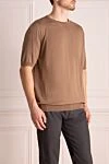 Cesare di Napoli Cotton short sleeve jumper brown for men - Short sleeve. 100% cotton. Country of manufacture: Italy. Care: specialized cleaning - photo 3