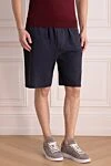 Cesare di Napoli Cotton shorts for men, blue - 100% cotton. zipper, drawstring. two side pockets. Country of manufacture: Italy. Care: specialized cleaning - photo 3