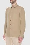 Kiton Men's beige linen shirt - Extras: chest pocket. Composition: 100% linen. Clasp: buttons. Country of manufacture: Italy. Care: specialized cleaning - photo 3