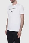 Dolce & Gabbana White cotton T-shirt for men - logo. 100% cotton. Country of manufacture: Italy. Care: specialized cleaning - photo 3