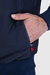 Куртка-бомбер синяя с двойным бегунком на молнии мужская Kiton - 100% полиэстер. Молния. Два боковых кармана. Страна производитель: Италия. Уход: специализированная чистка - фото 6