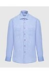 Kiton Мужская рубашка из голубого хлопка с контрастной фурнитурой - нагрудные карманы. 100% хлопок. кнопки. Страна производитель: Италия. Уход: специализированная чистка - фото 1