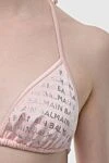 Раздельный купальник женский розовый с серебряным принтом лого Balmain - глянцевый принт лого. полиамид, эластан. завязки. Страна производитель: Италия. Уход: специализированная чистка - фото 6