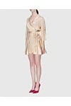 Zimmermann Платье-мини женское бежевое шелковое с длинными рукавами и поясом - V-образный вырез, пояс на талии. шёлк. Застёжка: завязки. Страна производитель: Италия. Уход: специализированная чистка - фото 3