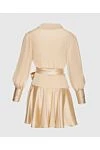 Zimmermann Платье-мини женское бежевое шелковое с длинными рукавами и поясом - V-образный вырез, пояс на талии. шёлк. Застёжка: завязки. Страна производитель: Италия. Уход: специализированная чистка - фото 7