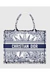 Dior Сумка из хлопка синяя женская - контрастный узор, логотип. классическая. хлопок. Страна производитель: Франция. Уход: специализированная чистка - фото 1