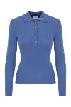 P.A.R.O.S.H. Blue wool polo shirt for women - knitted cut. 100% wool. button. Country of manufacture: Italy. Care: specialized cleaning - photo 1