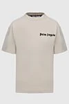 Palm Angels Women's beige loose-fitting T-shirt with logo - logo print, free cut. 100% cotton. Country of origin: Italy. Care: specialized cleaning - photo 1