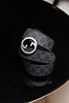 Ремень мужской черный кожаный с принтом лого Gucci - натуральная кожа. принт лого, лого на пряжке. пряжка. Страна производитель: Италия. Уход: специализированная чистка - фото 4