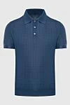 Corneliani Silk polo blue for men - Check pattern. 100% silk. Closure: buttons. Country of manufacture: Italy. Care: specialized cleaning - photo 1