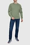 Свитшот мужской зеленый хлопковый с нашивкой логотипом Stone Island - нашивка с логотипом. хлопок. Страна производитель: Италия. Уход: специализированная чистка - фото 2