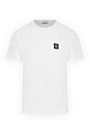 Stone Island White cotton T-shirt for men - logo print. 100% cotton. Country of manufacture: Italy. Care: specialized cleaning - photo 1