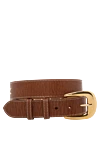 Celine Brown leather belt for women - Decoration: embroidered logo, gold-plated buckle. genuine leather. buckle. Country of manufacture: Italy. Care: specialized cleaning - photo 1