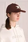 Women's cotton burgundy cap with logo Celine - Logo embroidery. cotton. buckle. Country of origin: Italy. Care: specialized cleaning - photo 2