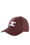 Celine Women's cotton burgundy cap with logo - Logo embroidery. cotton. buckle. Country of origin: Italy. Care: specialized cleaning - photo 3