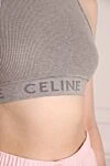 Celine Women's gray top with logo - Decoration: sleeveless, U-neck, brand logo on the elastic at the bottom. cotton, polyamide, elastane. Country of origin: Italy. Care: specialized cleaning - photo 5