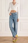 Кардиган из вискозы белый женский Loewe - пуговицы. 96% вискоза, 4% полиэстер. Страна производитель: Испания. Уход: специализированная чистка - фото 2