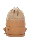 Loewe Beige leather and cotton backpack for women - logo. genuine leather, cotton. zipper. Country of manufacture: Italy. Care: specialized cleaning - photo 1