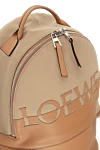 Loewe Beige leather and cotton backpack for women - logo. genuine leather, cotton. zipper. Country of manufacture: Italy. Care: specialized cleaning - photo 5