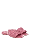 Miu Miu Pink leather flip-flops for women - textured surface, brand logo. 100% leather. Country of manufacture: Italy. Care: specialized cleaning - photo 3