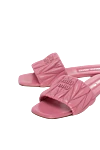 Miu Miu Pink leather flip-flops for women - textured surface, brand logo. 100% leather. Country of manufacture: Italy. Care: specialized cleaning - photo 5